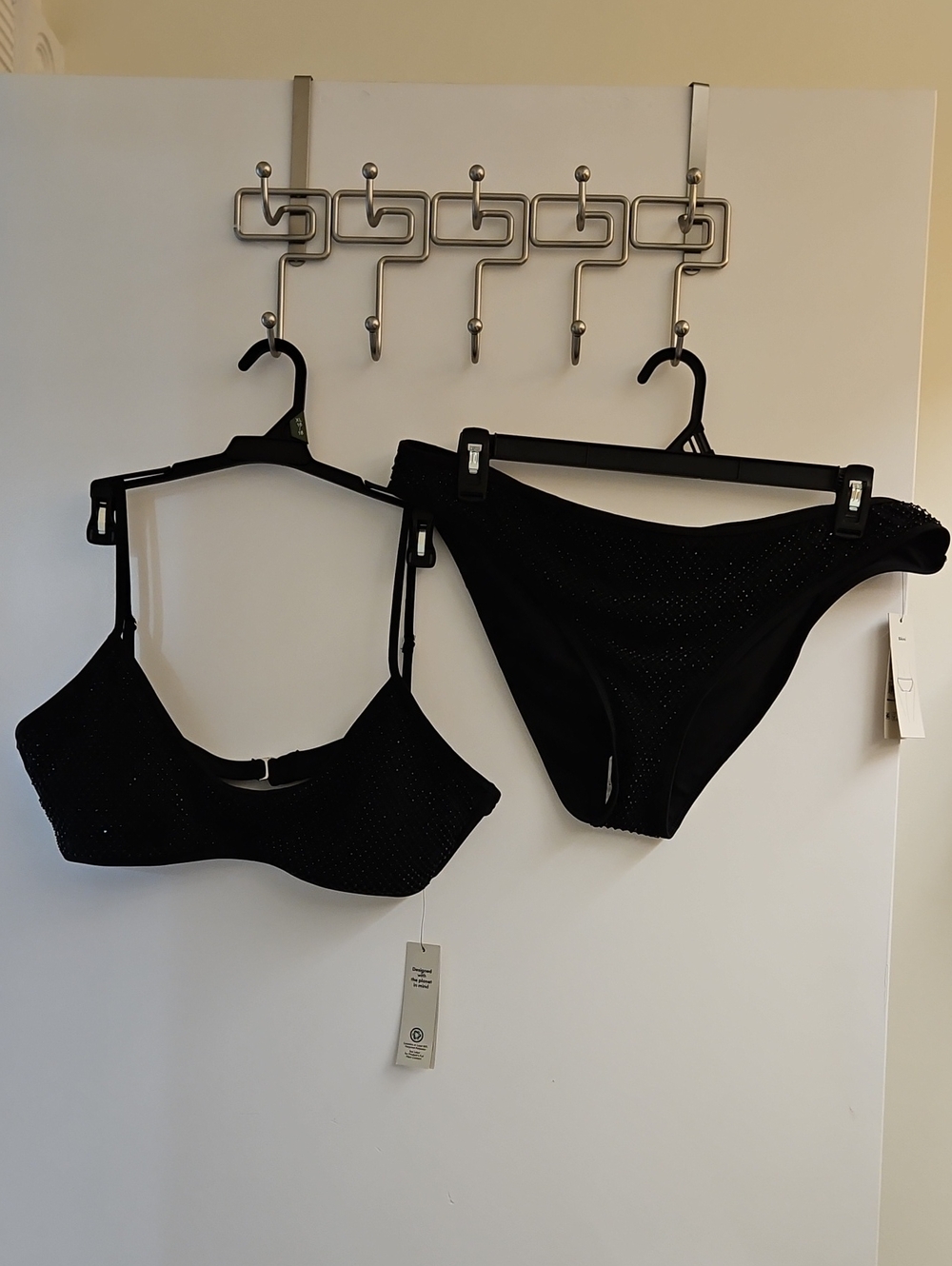 No Boundaries Black Faux Rhinestone Bikini, XL